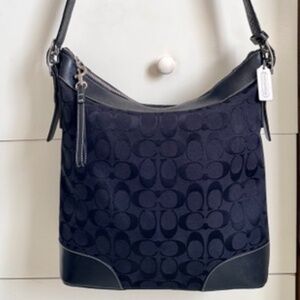 Authentic Coach Chelsea Black Logo Canvas Leather Shoulder Crossbody Handbag